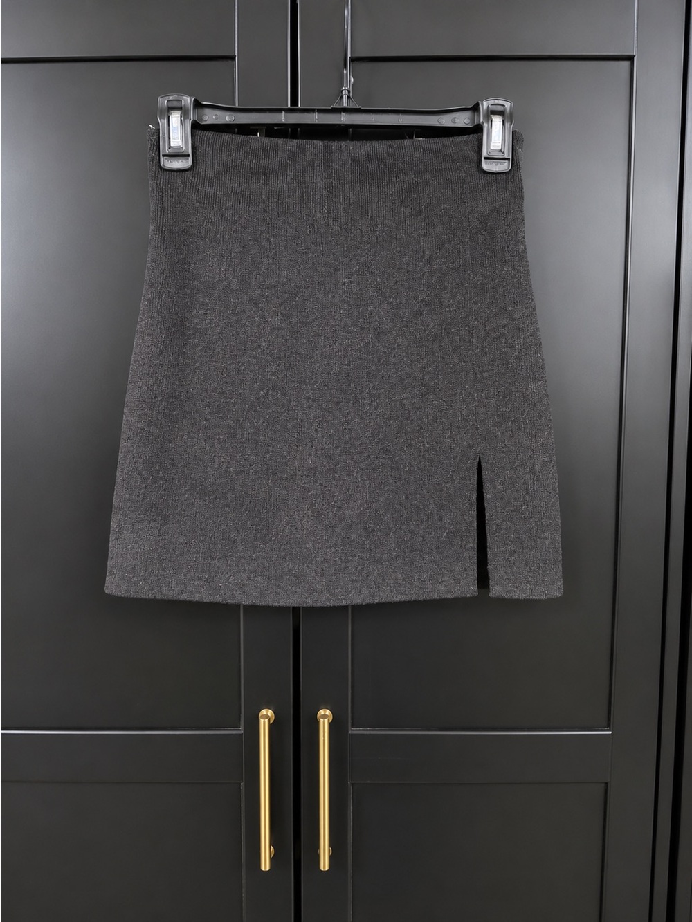 SHEIN Charcoal Knit Mini Skirt with Side Slit